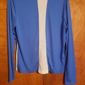 Women's Blue and White Long Sleeve Top